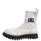 White Beige DG Logo Mid Calf Boots Shoes