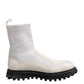 White Beige DG Logo Mid Calf Boots Shoes