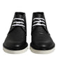 Black White Leather Ankle Boots Shoes