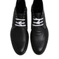 Black White Leather Ankle Boots Shoes