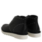 Black White Leather Ankle Boots Shoes