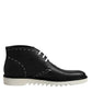 Black White Leather Ankle Boots Shoes