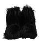 Black Faux Fur Mid Calf Boots Shoes