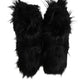 Black Faux Fur Mid Calf Boots Shoes
