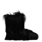 Black Faux Fur Mid Calf Boots Shoes