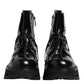 Black Leather Logo Ankle Boots Lace Up Shoes
