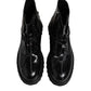 Black Leather Logo Ankle Boots Lace Up Shoes