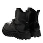 Black Leather Logo Ankle Boots Lace Up Shoes