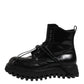 Black Leather Logo Ankle Boots Lace Up Shoes