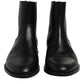 Black Leather Logo Ankle Boots Studded Shoes