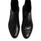 Black Leather Logo Ankle Boots Studded Shoes