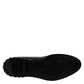 Black Leather Logo Ankle Boots Studded Shoes