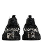Black Leather Embellished Trekking Derby Shoes