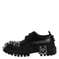 Black Leather Embellished Trekking Derby Shoes