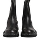 Black Leather Mid Calf Boots Flats Shoes