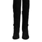 Black Suede Leather Knee High Boots Shoes