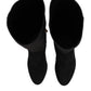 Black Suede Leather Knee High Boots Shoes