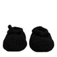 Black Wool Slip On Flats Ballerina Shoes