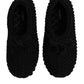 Black Wool Slip On Flats Ballerina Shoes