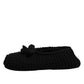 Black Wool Slip On Flats Ballerina Shoes