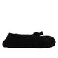 Black Wool Slip On Flats Ballerina Shoes