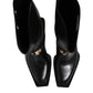 Black Leather High Boots Flats Shoes