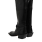 Black Leather High Boots Flats Shoes