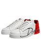 White Red Logo Low Top Leather Sneakers Shoes