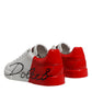White Red Logo Low Top Leather Sneakers Shoes