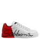 White Red Logo Low Top Leather Sneakers Shoes