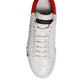 White Red Logo Low Top Leather Sneakers Shoes