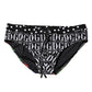 Black Floral Logo Beachwear Men Brief Swimwear