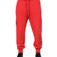 Red Cotton Men Jogger Sweatpants Pants