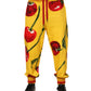 Yellow Cherry Print Jogger Sweatpants Pants