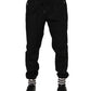 Black Cotton Logo Tape Men Jogger Pants