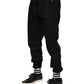 Black Cotton Logo Tape Men Jogger Pants