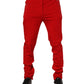 Red Viscose Logo Jogger Men Sweatpants Pants