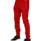 Red Viscose Logo Jogger Men Sweatpants Pants