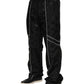 Black Cotton Straight Jogger Sweatpants Pants