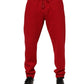 Red Cotton Logo Jogger Men Sweatpants Pants