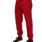 Red Cotton Logo Jogger Men Sweatpants Pants