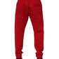 Red Cotton Logo Jogger Men Sweatpants Pants