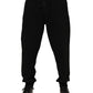 Black Cotton Logo Tape Men Jogger Pants