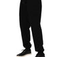 Black Cotton Logo Tape Men Jogger Pants