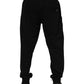 Black Cotton Logo Tape Men Jogger Pants