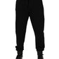 Black Cotton Crown Jogger Sweatpants Pants