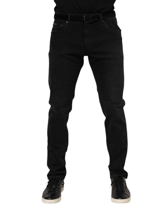 Black Cotton Logo Plaque Denim Jeans