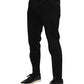 Black Cotton Logo Plaque Slim Fit Denim Jeans