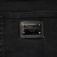 Black Cotton Logo Plaque Slim Fit Denim Jeans