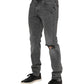 Gray Cotton Logo Plaque Denim Jeans